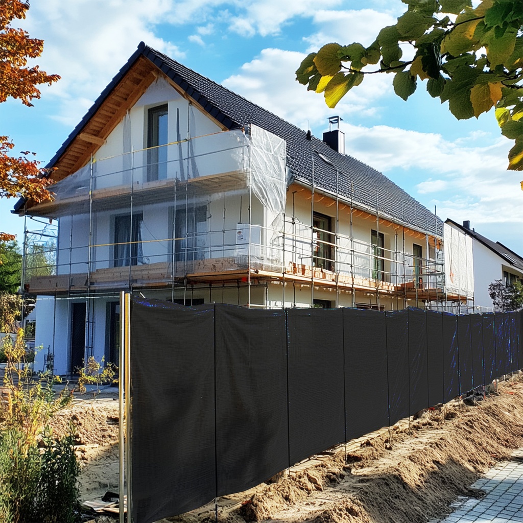 Telo per recinzione da cantiere 160g/m² nero PE 1,76m x 3,41m-3