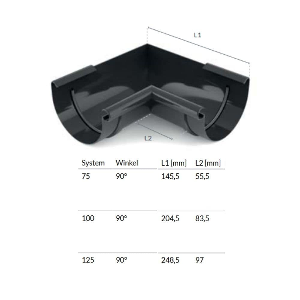 Pezzo d'angolo interno 90° marrone Sistema 125-0