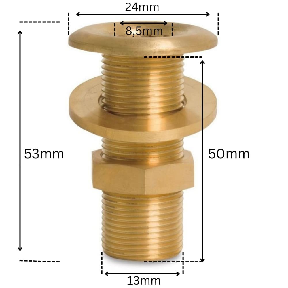 Raccordo filettato in ottone passante 1/4" AG-0