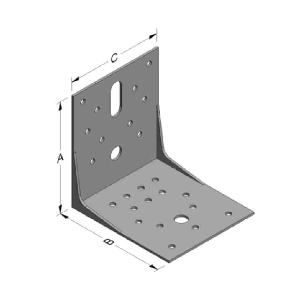 Connettore angolare 100 x 100 x 90 x 2 mm con nervatura-0