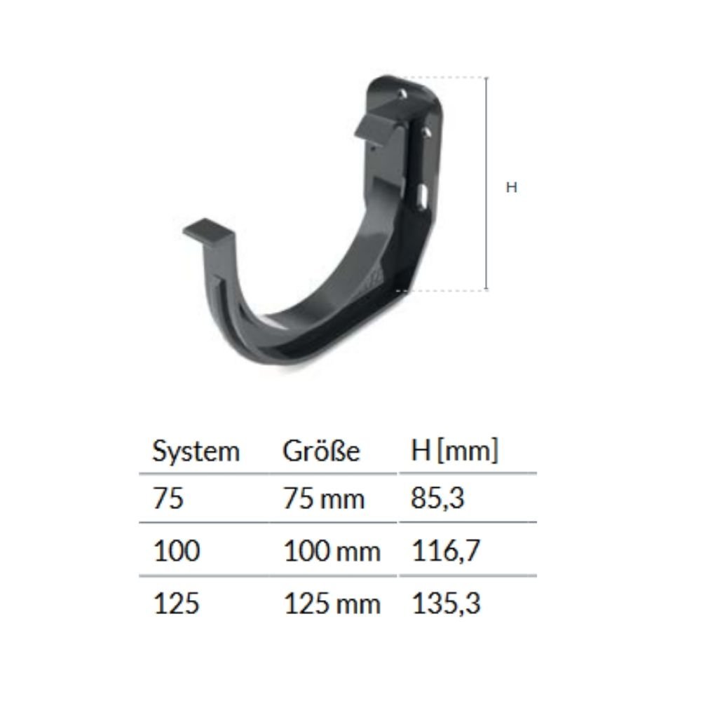 Supporto per grondaia grafite Sistema 100-0