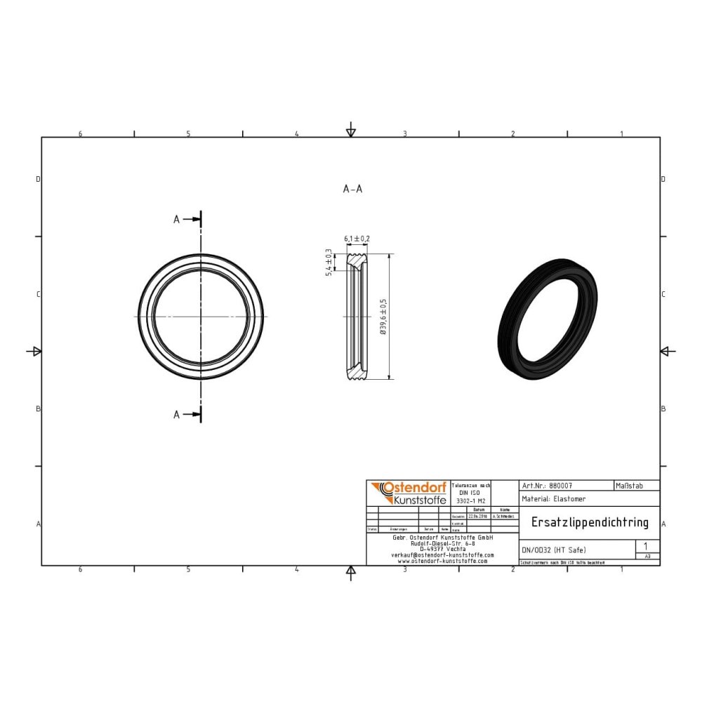 Anello di tenuta di ricambio DN/OD 32 (HT Safe)-1