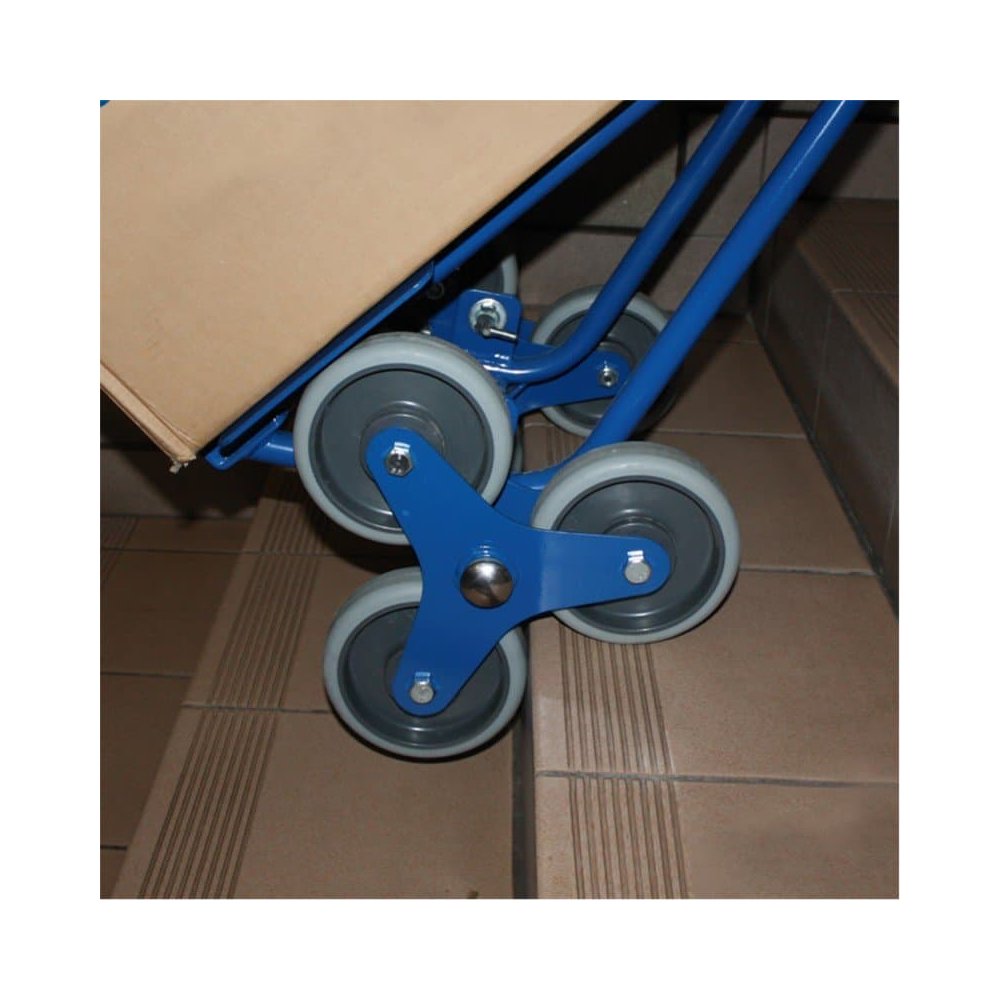 Carrello in alluminio per scale 200 kg con 2 stelle a tre braccia in gomma termoplastica 610 x 630 x 1310 mm-0