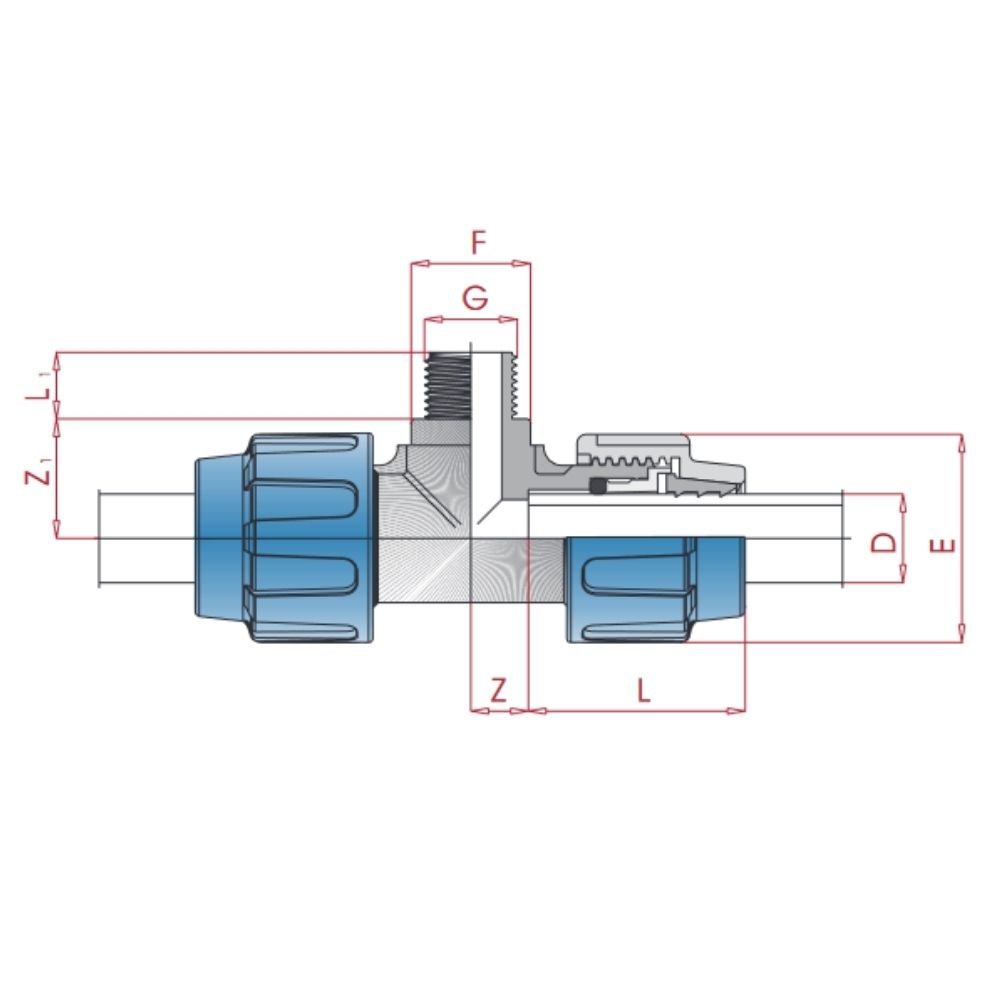 Raccordo a T per tubo PP PE 20 x 3/4" AG x 20-0