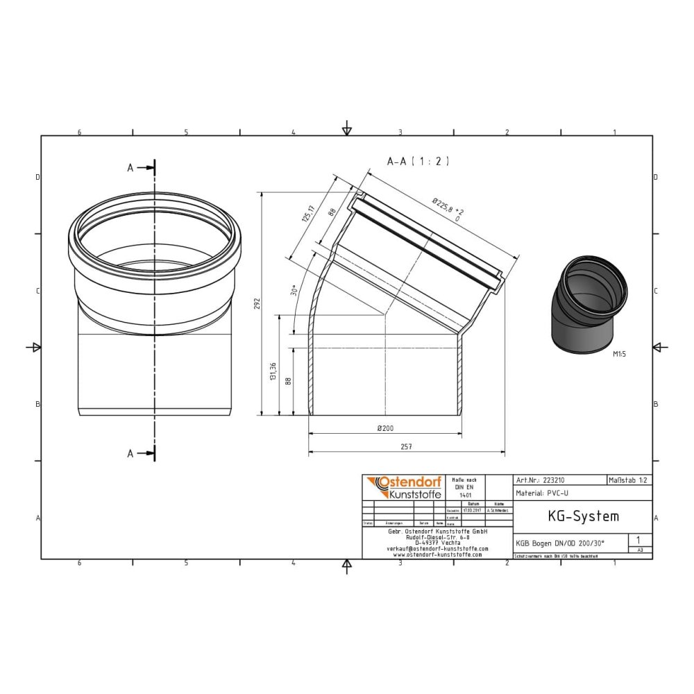 KGB Curva DN/OD 200 30 Gradi-1