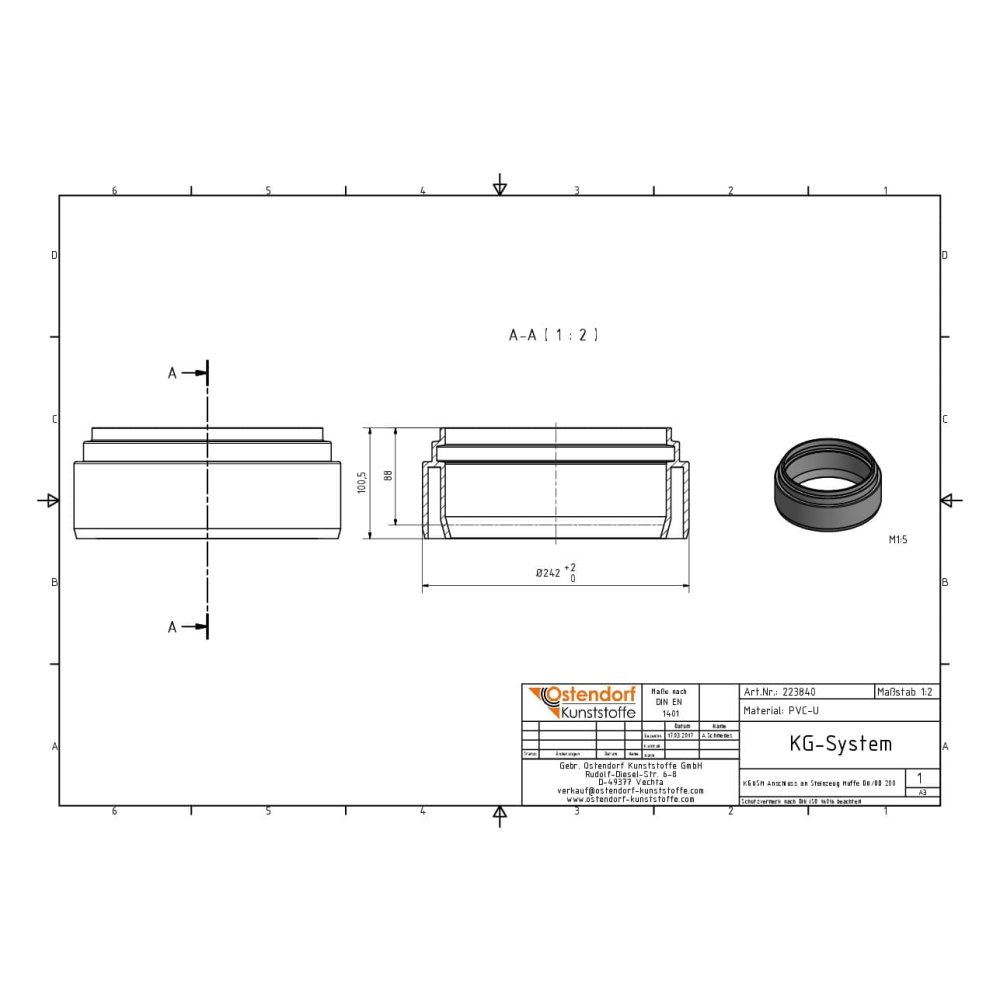 KGUSM Collegamento a manicotto in gres DN/OD 200-2