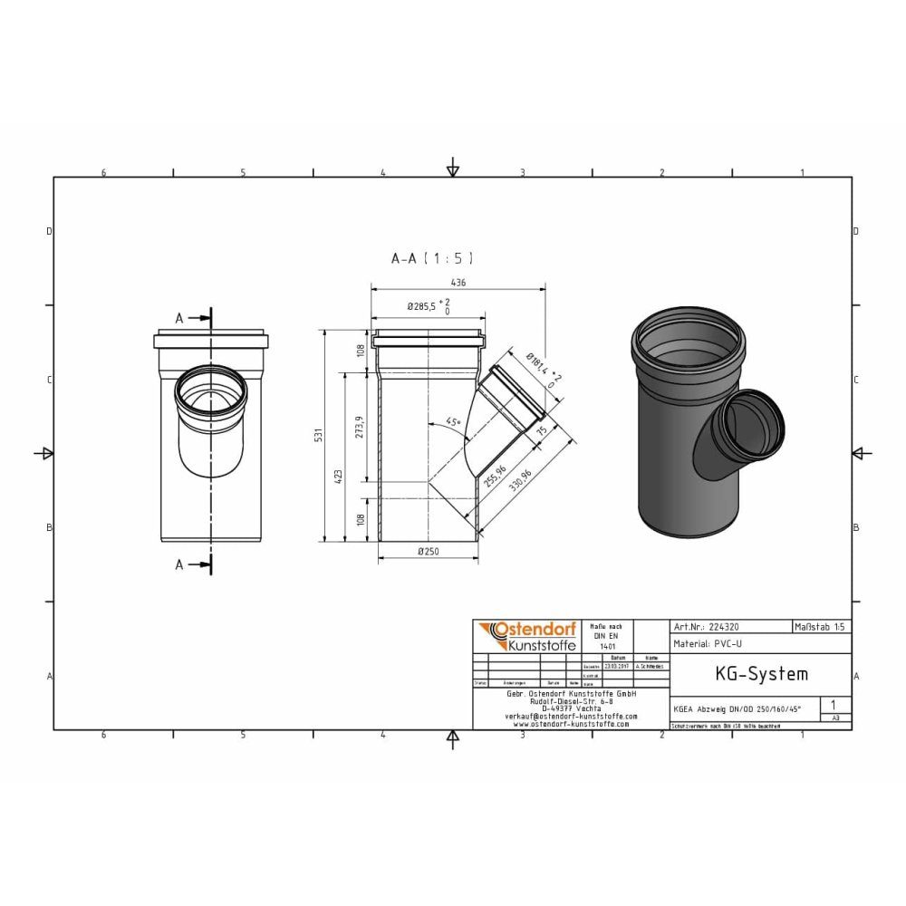 KGEA Diramazione DN/OD 250/160 45 Gradi-2