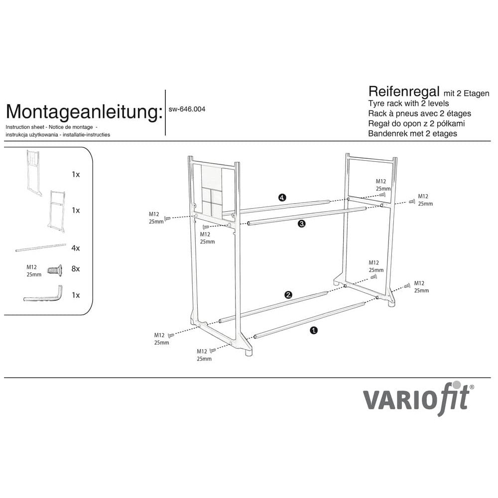 Scaffale per pneumatici con 2 ripiani 300 kg 1205 x 780 x 1325 mm-0