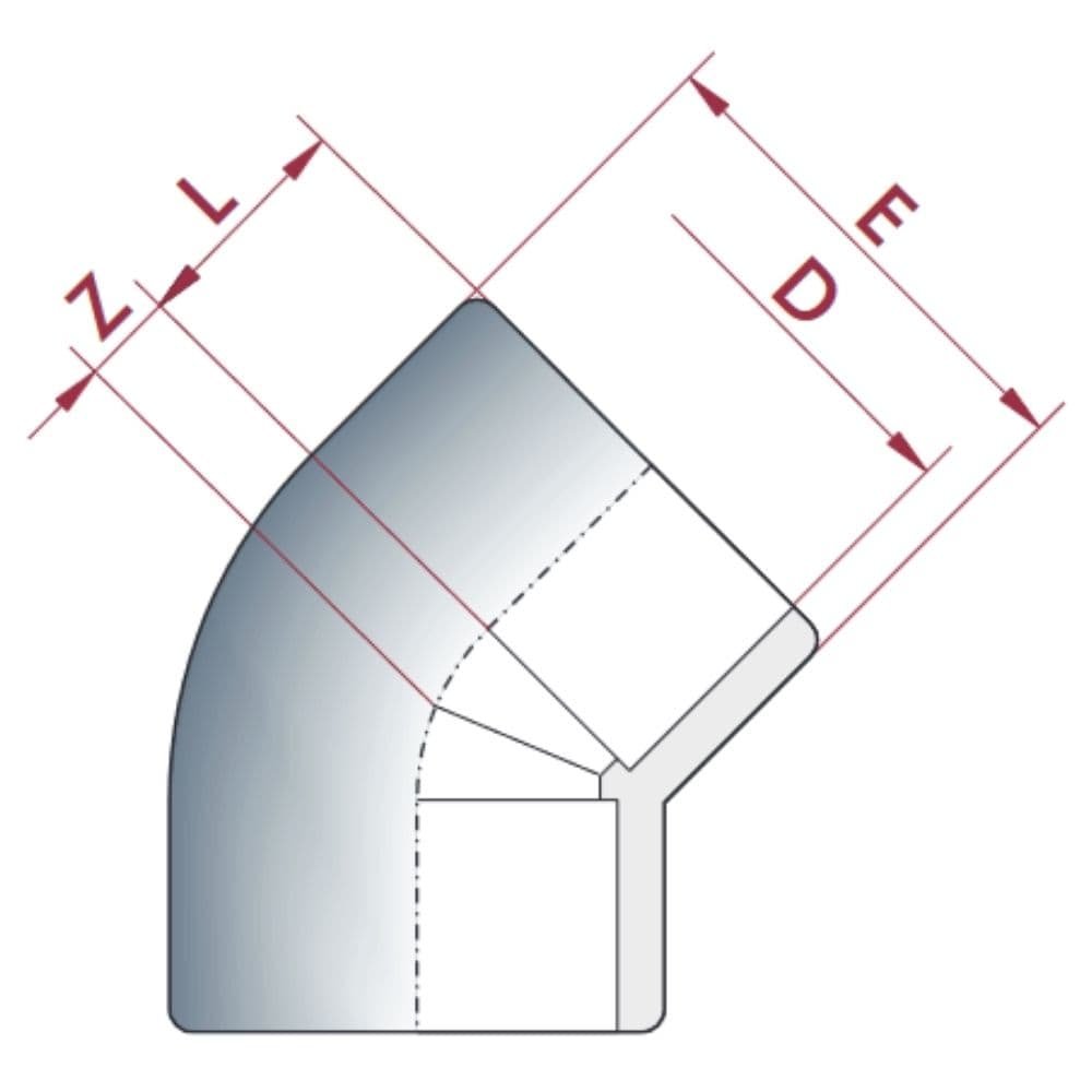 PVC-U 45°Raccordo a gomito 32 mm PN16-0