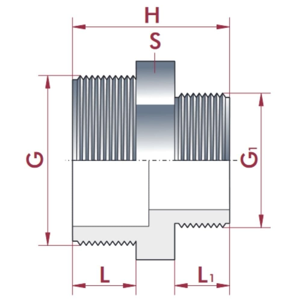 PVC - U Doppelnippel ridotto AG 2 1/2" x 1 1/2"-0