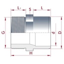 PVC-U Raccordo Manicotto x AG 63-50mm x 1 1/2" PN10-0