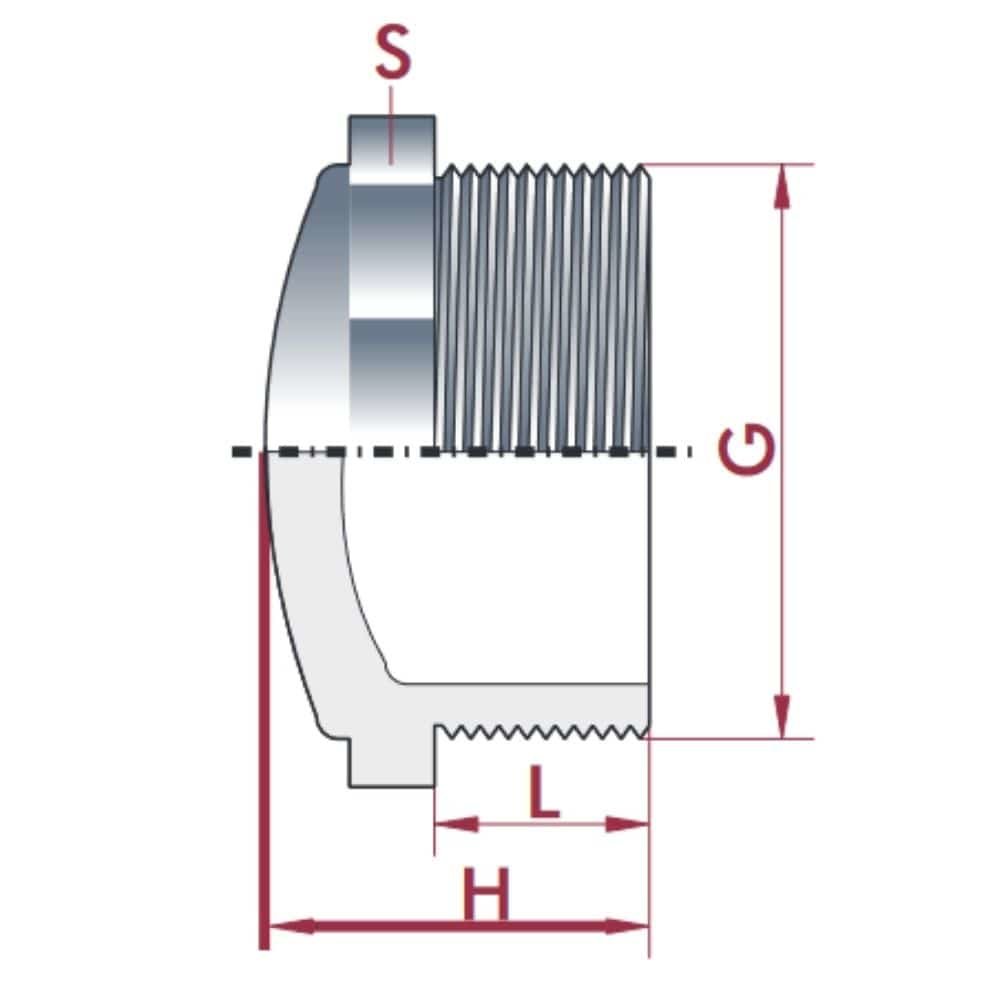 PVC-U Tappo AG 1/2" PN10-0