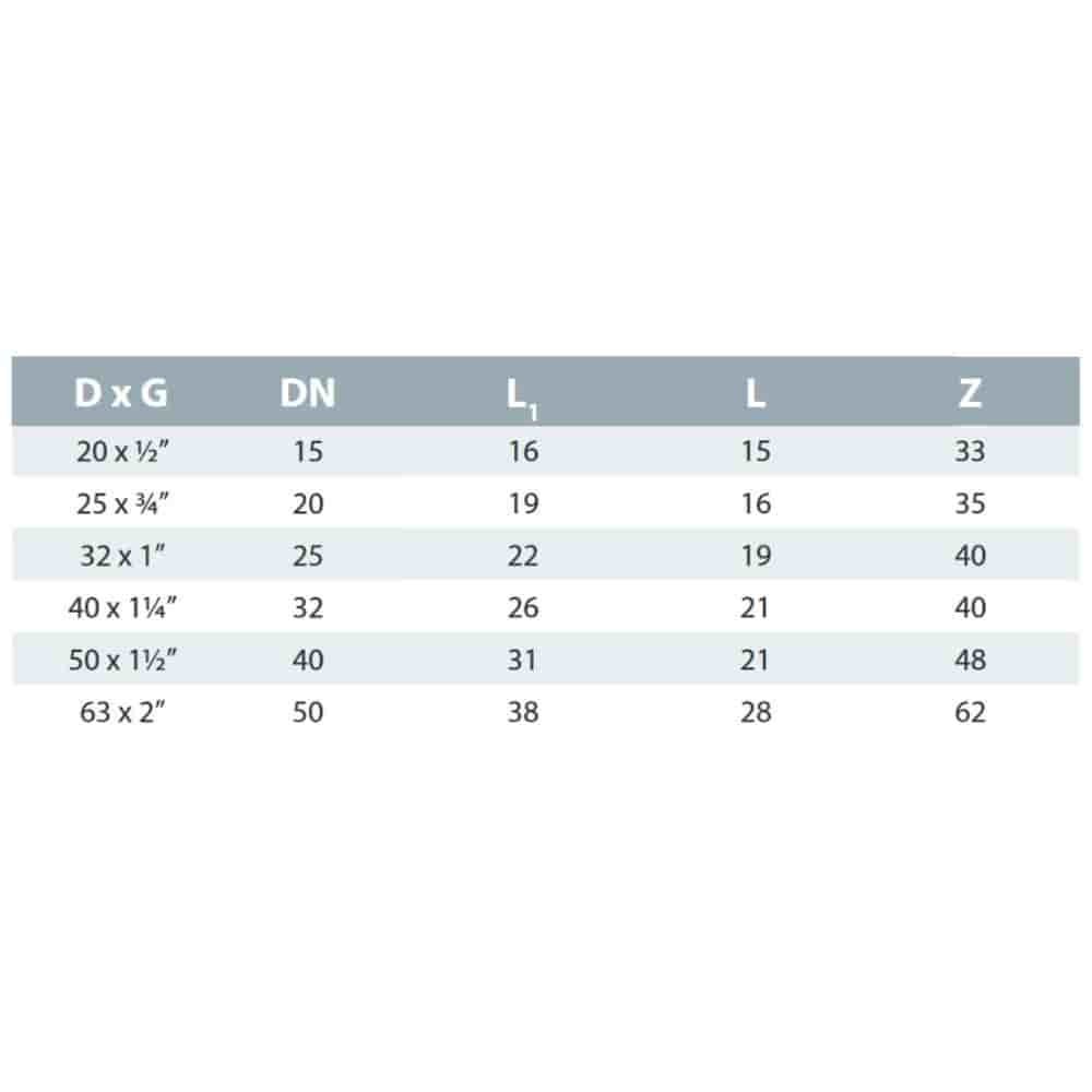 PVC - U Verschraubung Klebemuffe x AG 63 mm x 2"-2