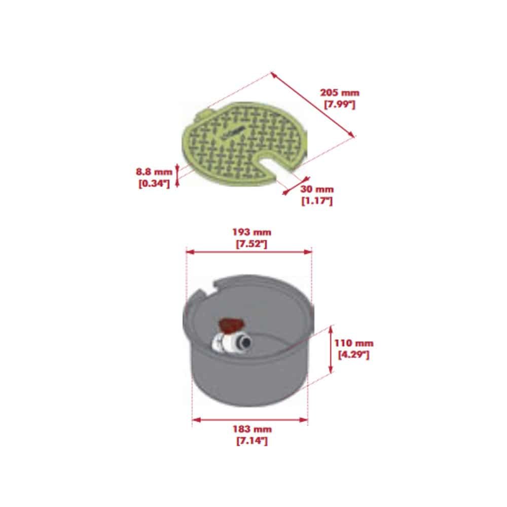 Pozzetto valvola rotondo 110 mm altezza con valvola 3/4"-1