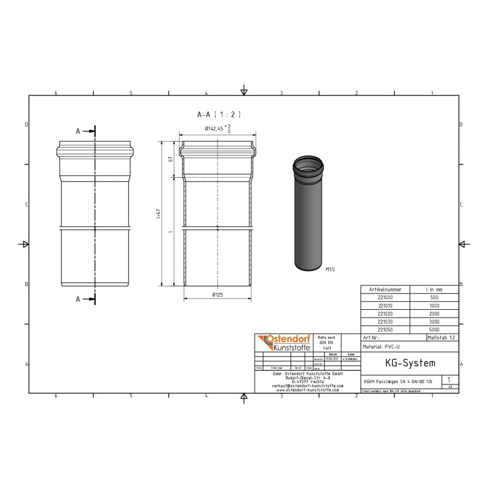 KGEM Tubo SN 4 DN/OD 125 x 2000 mm-1