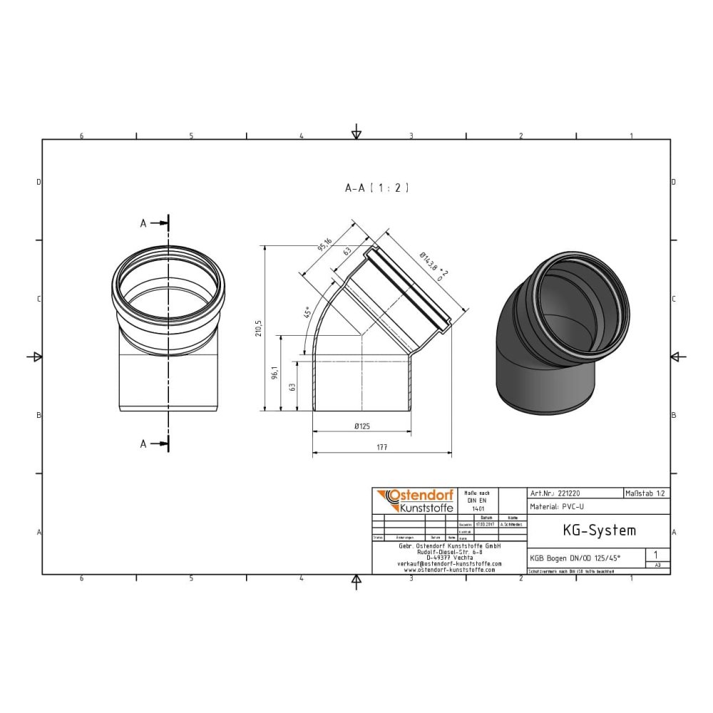 KGB Curva DN/OD 125 45 Gradi-1