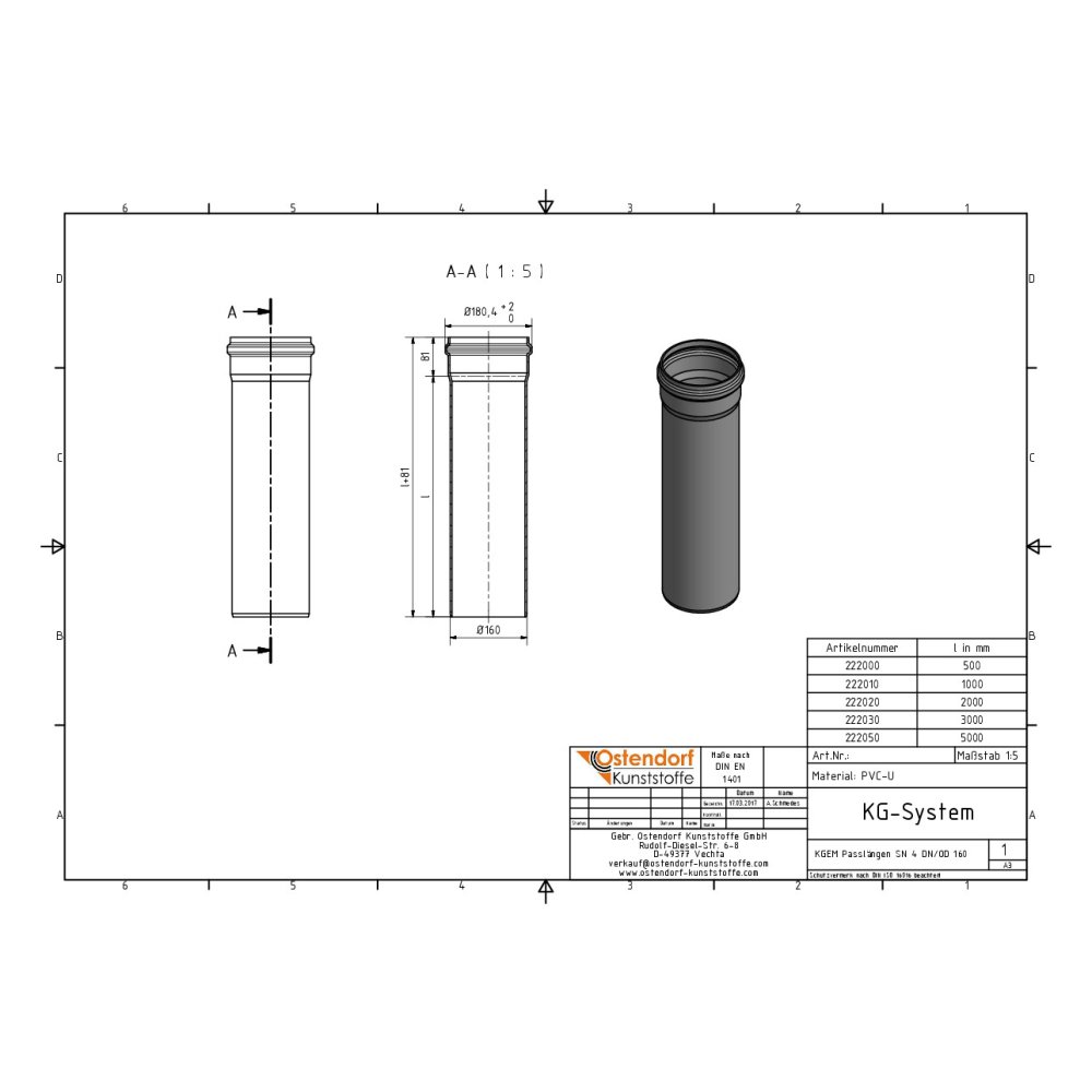 Tubo KGEM SN 4 DN/OD 160 x 2000 mm-1