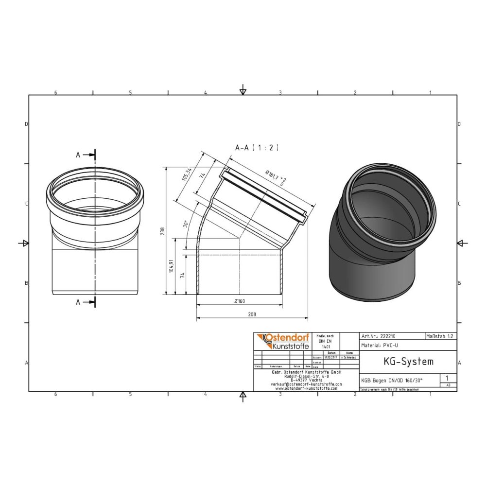 KGB Curva DN/OD 160 30 Gradi-1