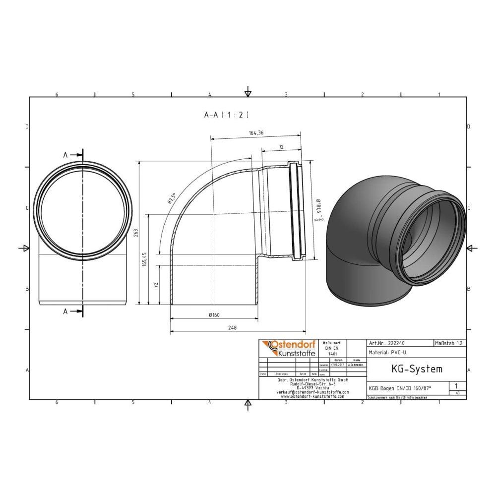 KGB Curva DN/OD 160 87 Gradi-1