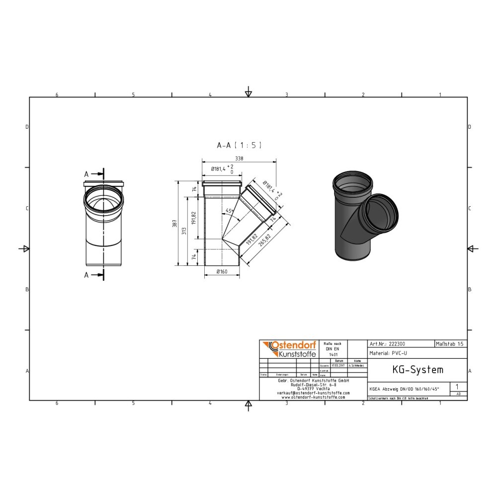 KGEA Diramazione DN/OD 160/160 45 Gradi-0