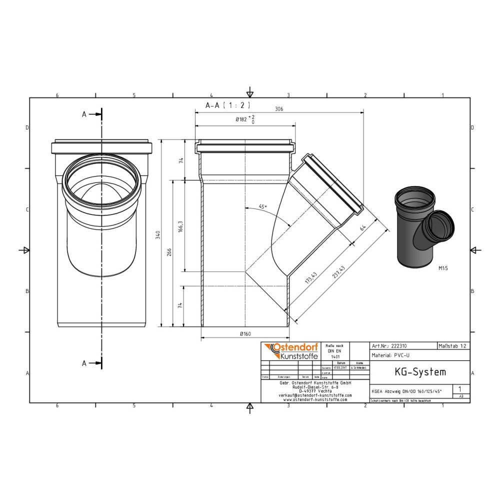 KGEA Diramazione DN/OD 160/125 45 Gradi-0