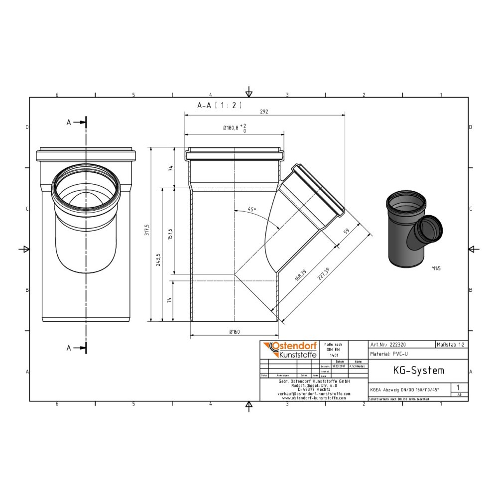 KGEA Diramazione DN/OD 160/110 45 Gradi-1