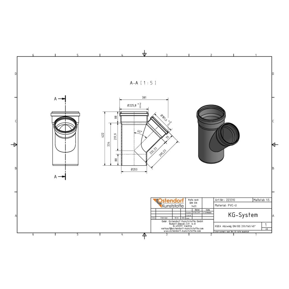 KGEA Diramazione DN/OD 200/160 45 Gradi-1