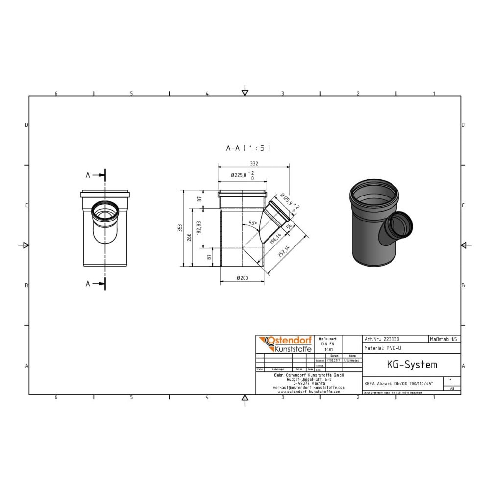 KGEA Diramazione DN/OD 200/110 45 Gradi-1