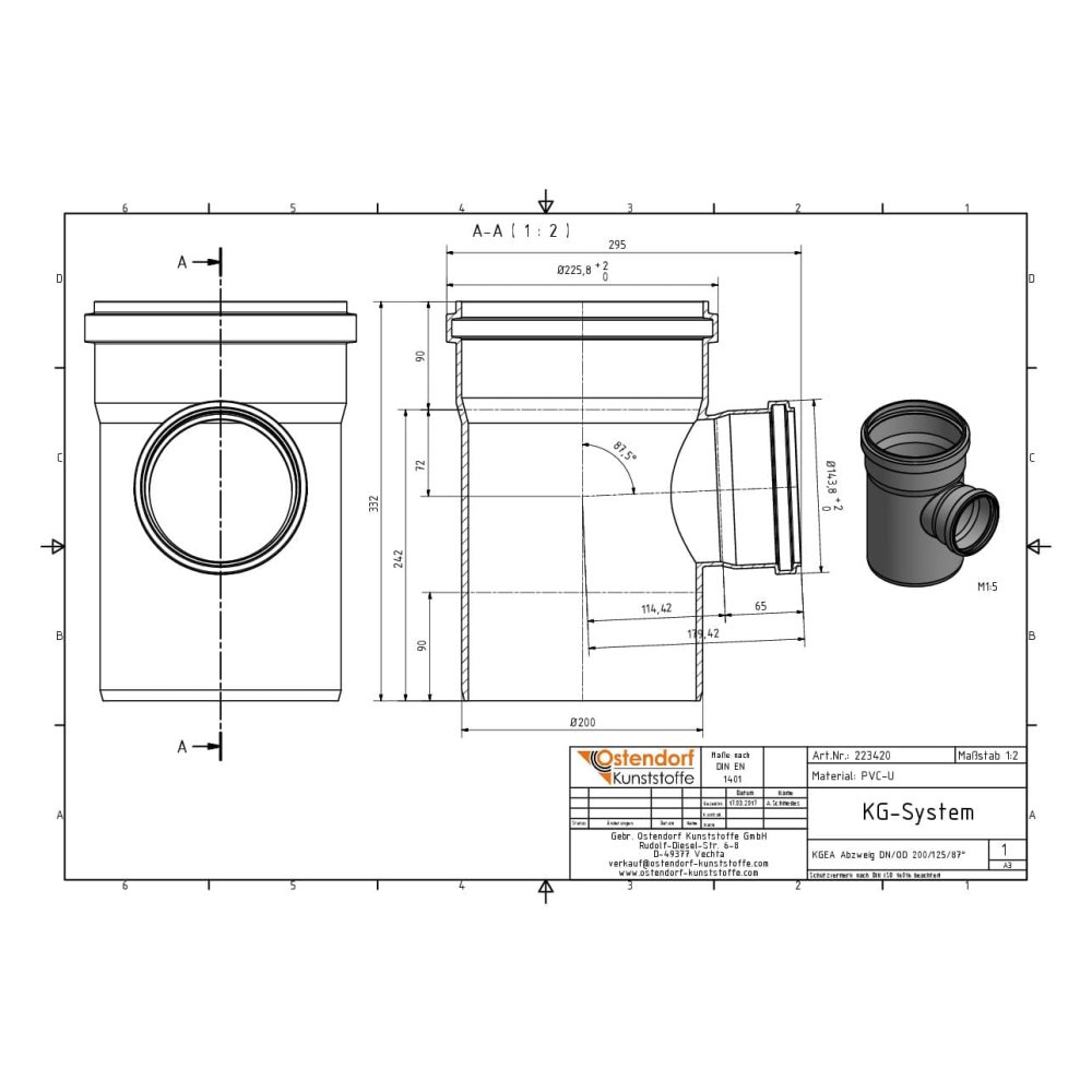 KGEA Abzweig DN/OD 200/125 87 Gradi-0