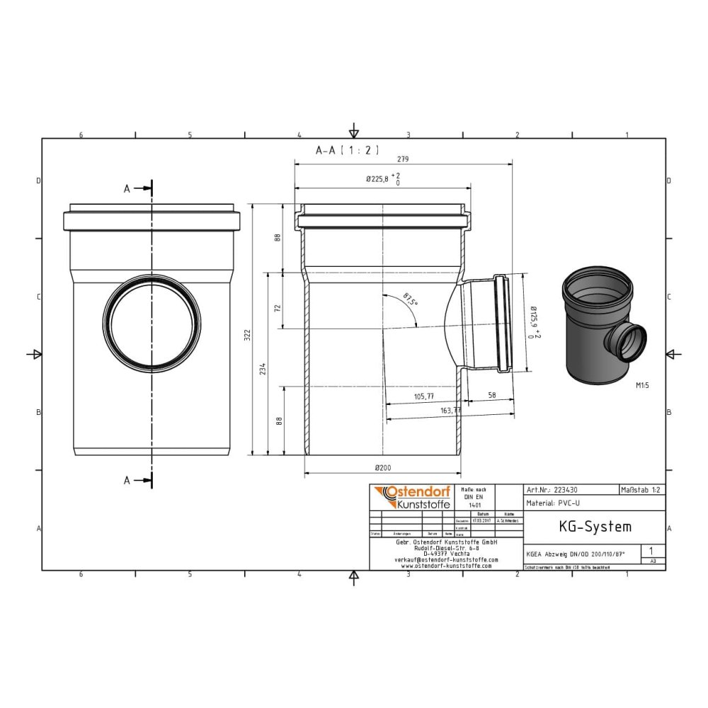 KGEA Diramazione DN/OD 200/110 87 Gradi-1