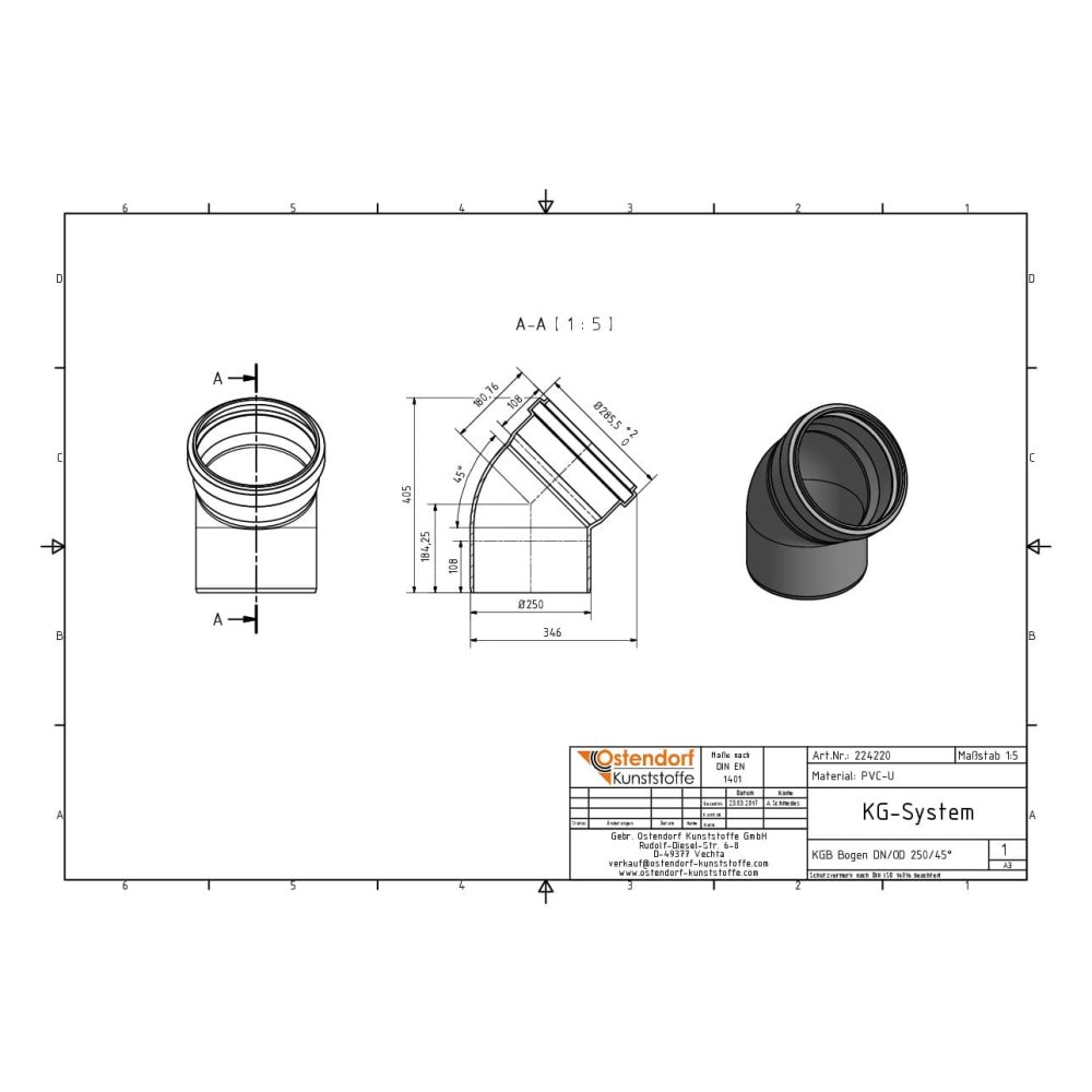 KGB Curva DN/OD 250 45 Gradi-2