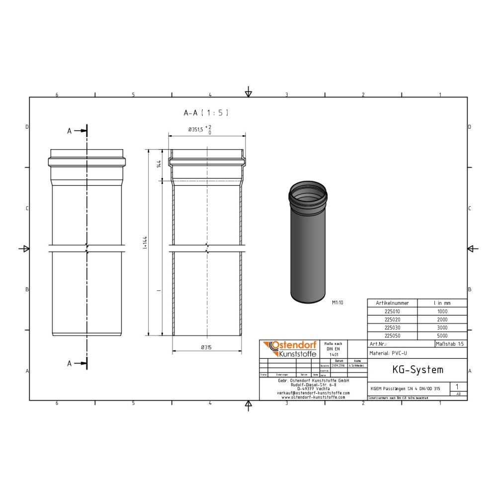 Tubo KGEM SN 4 DN/OD 315 x 1000 mm-1