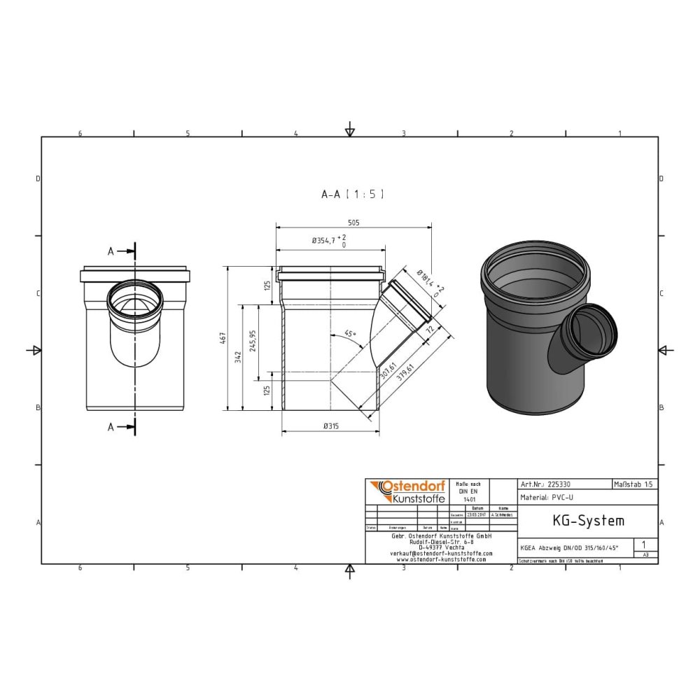 KGEA Diramazione DN/OD 315/160 45 Gradi-1