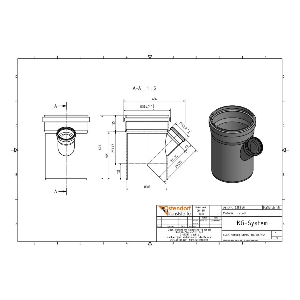 KGEA Diramazione DN/OD 315/125 45 Gradi-3