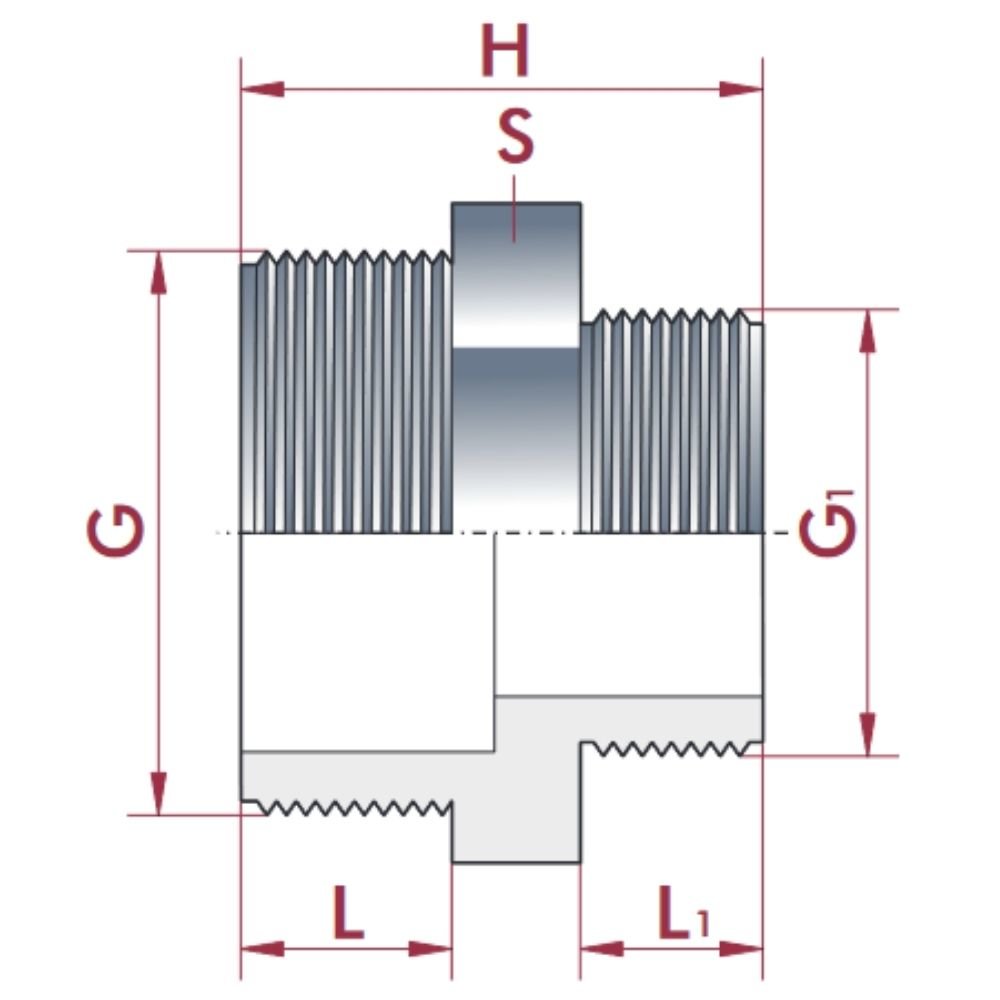 PVC - U Doppio Nipplo Ridotto AG 1" x 1/2"-0