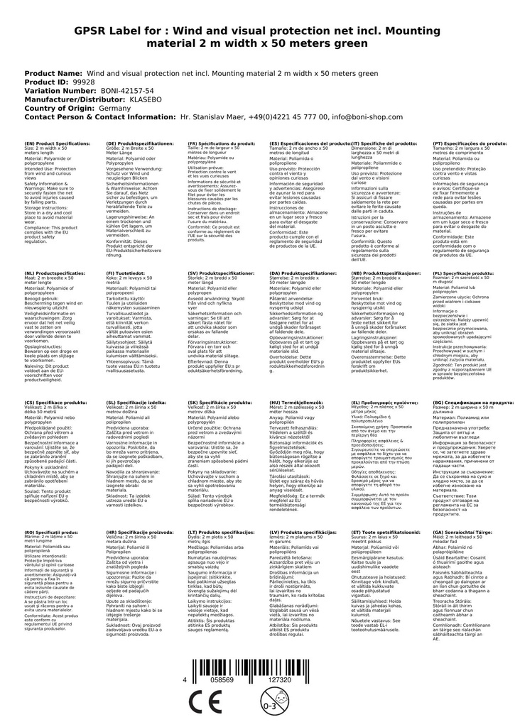 Rete frangivento e frangivista incl. materiale di fissaggio 2 m larghezza x 50 metri corda verde-3