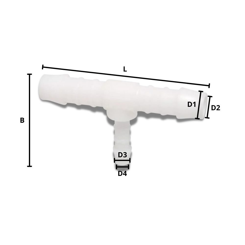 Connettore per tubi in plastica a T ridotto 12 mm x 6 mm x 12 mm-0