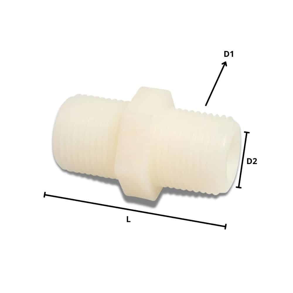 Connettore per tubi in plastica Doppio nipplo 1/2"-0