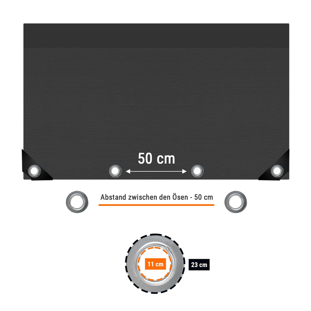 Telo per recinzione da cantiere 160g/m² nero PE 1,76m x 3,41m-0