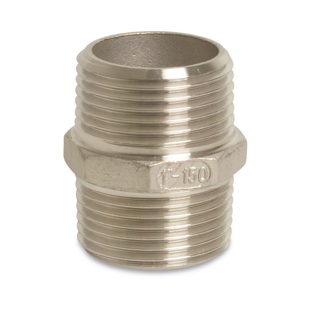 Raccordo filettato in acciaio inox doppio nipplo 3/8" AG