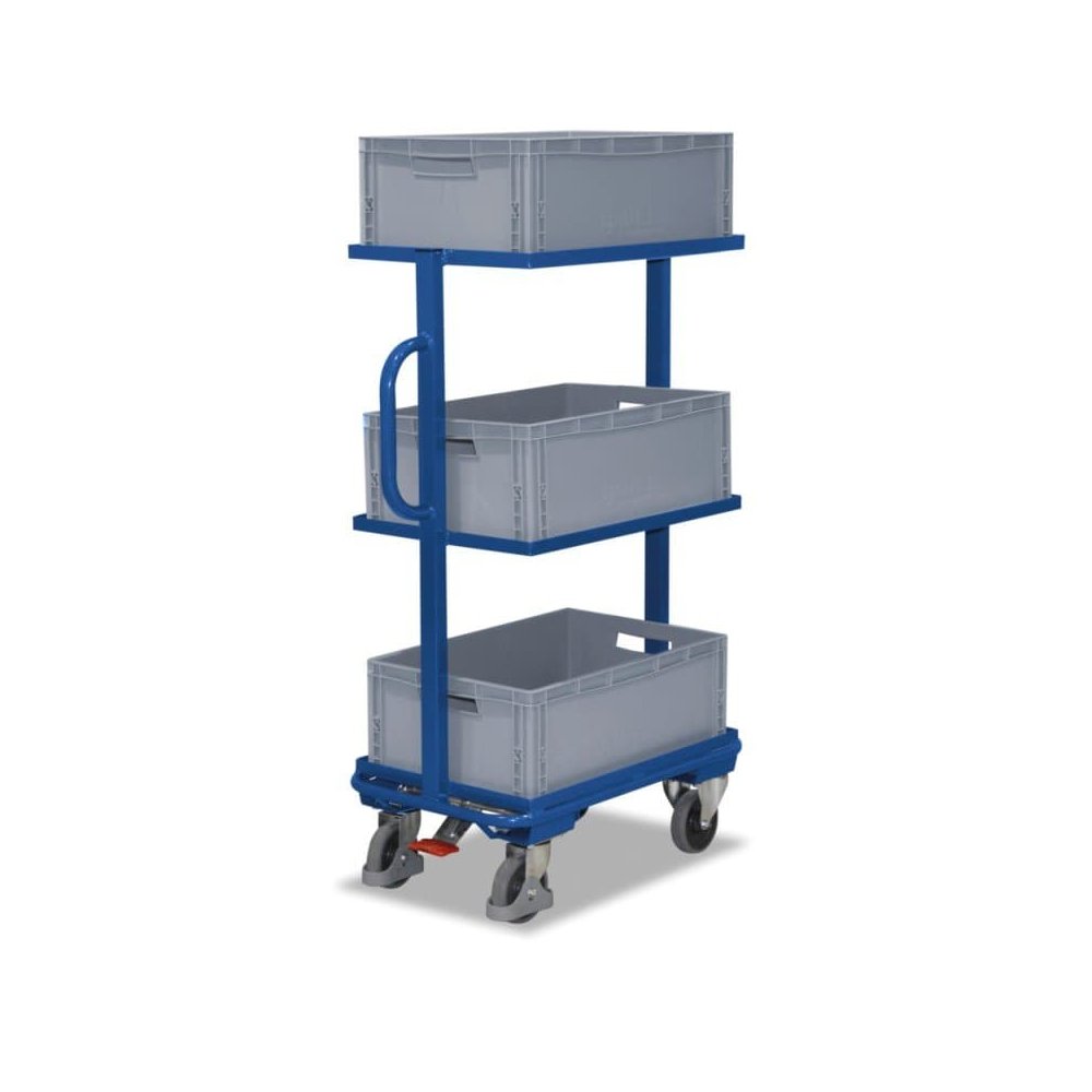 Carrello aperto con 3 casse di plastica + EasySTOP