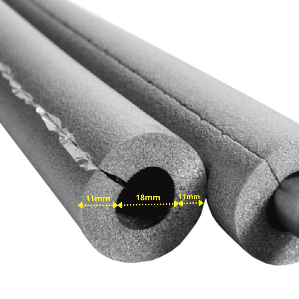 INSUL-TUBE® H PLUS XT Gomma 2m Isolamento Tubo Ø 18 mm x 10 mm Isolamento 50% GEG autoadesivo