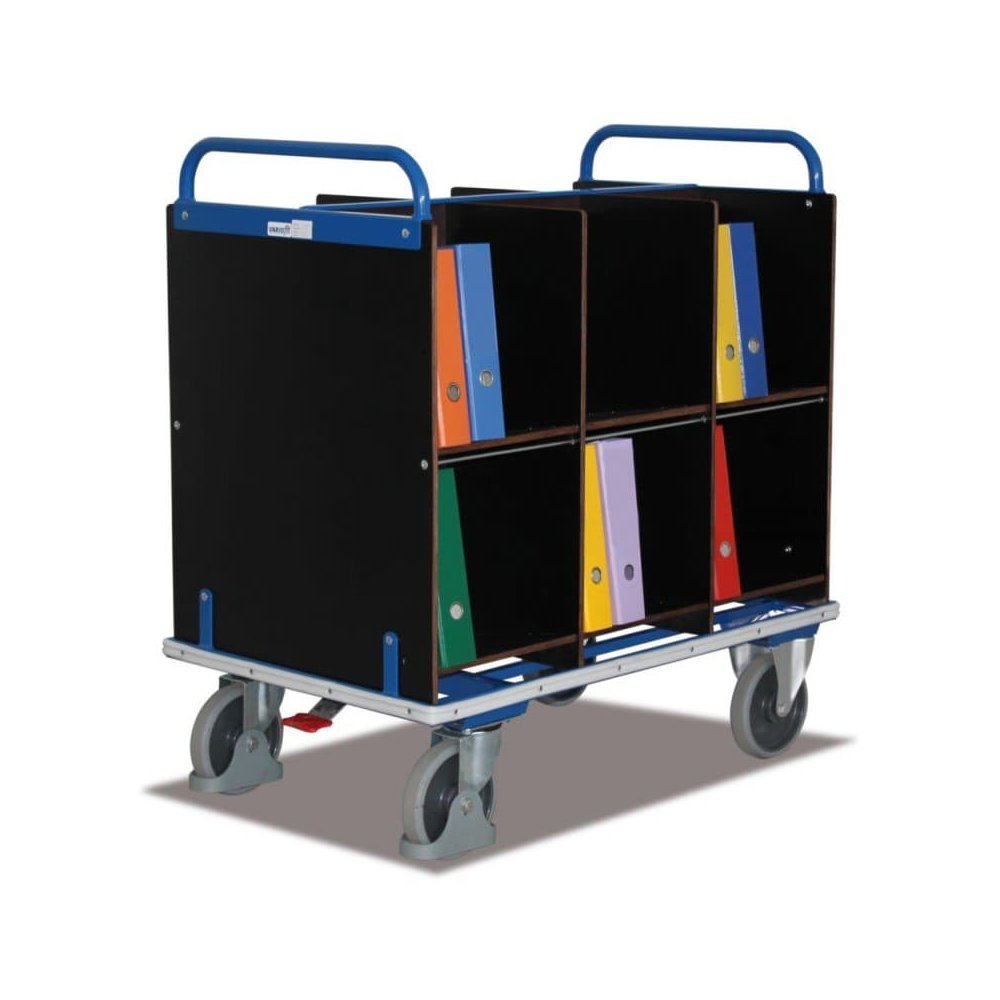 Carrello per archivi con 2 x 6 scomparti + EasySTOP