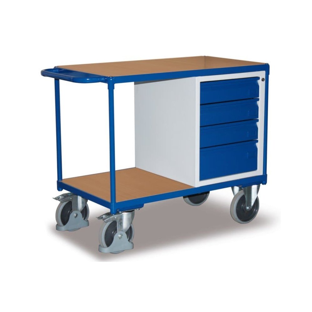 Carrello da officina con 4 cassetti, 2 ripiani + EasySTOP