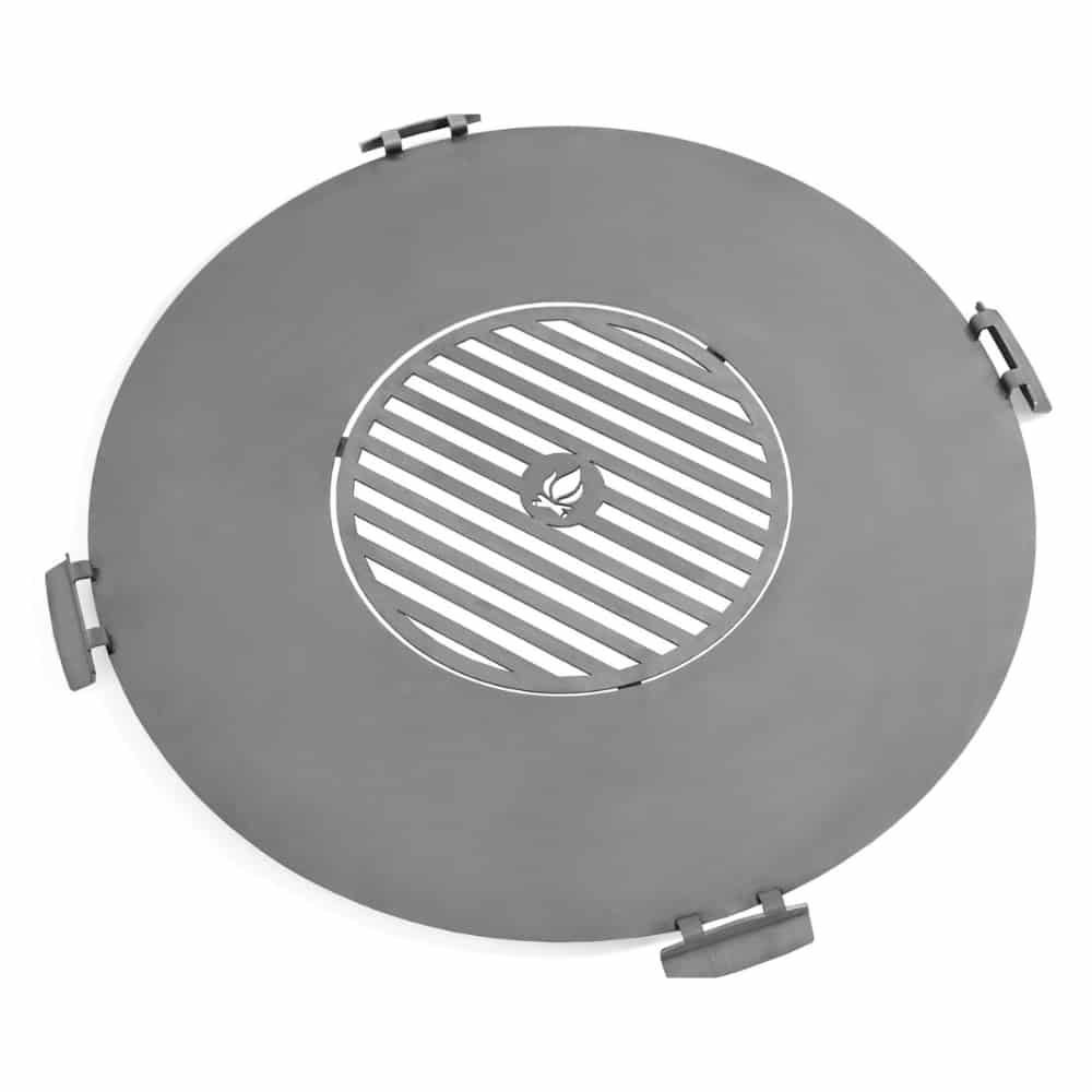 Piastra grill in acciaio inossidabile per braciere 98 cm con quattro maniglie + griglia 46 cm