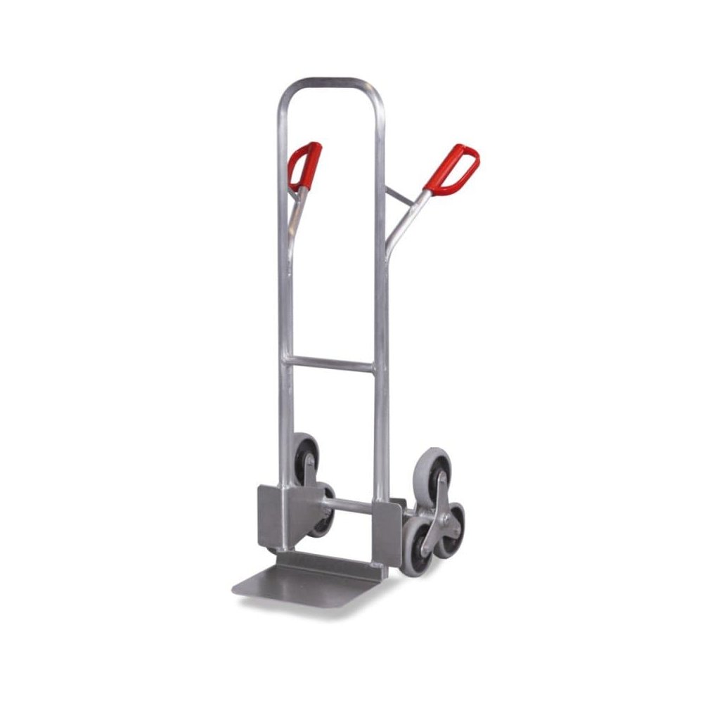 Carrello per scale in alluminio 200 kg con 2 stelle a tre bracci in gomma termoplastica 620 x 625 x 1310 mm