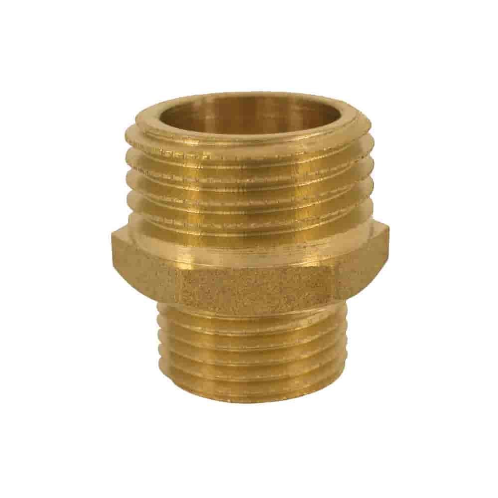 Raccordo filettato in ottone doppio nipplo ridotto 1/2" AG x 1" AG