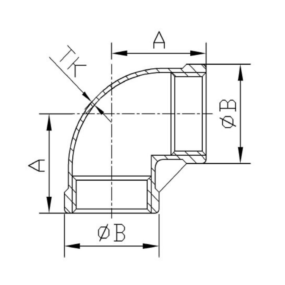 Raccordo filettato in acciaio inox angolo 90° 1 1/2" IG-1