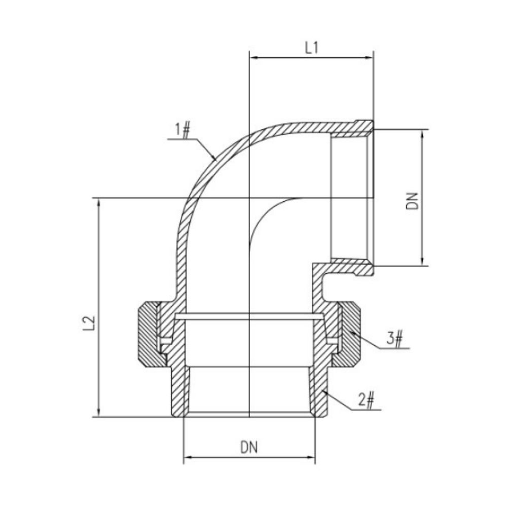 Raccordo filettato in acciaio inox giunto angolare 90° 1 1/2" IG tipo conico-1