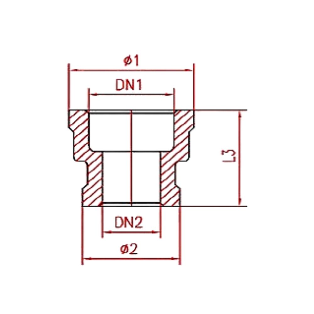 Raccordo filettato in acciaio inox manicotto riduttore 2" IG x 1" IG-1